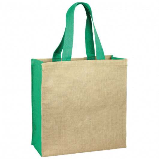 Panelled Jute Bags Green